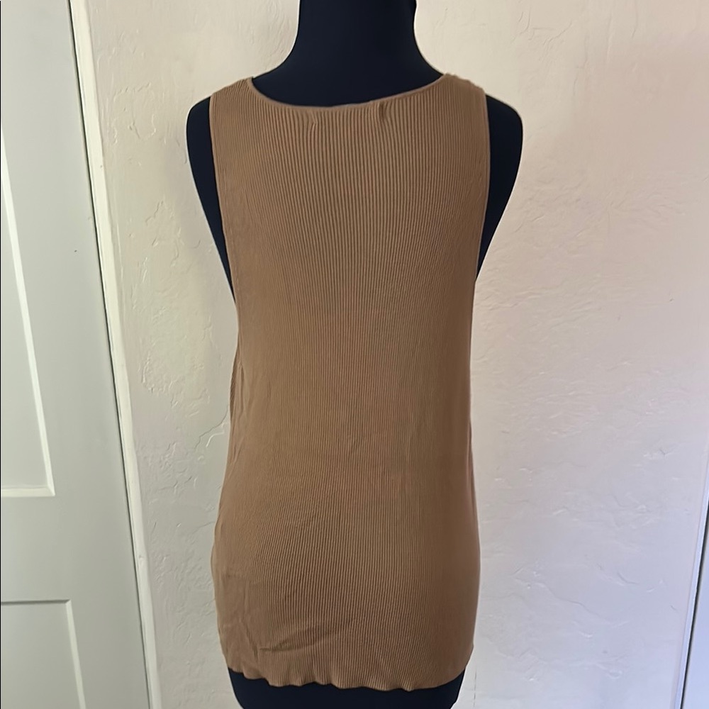Women's Tan Ribbed Tank Top - Picture 2 of 4